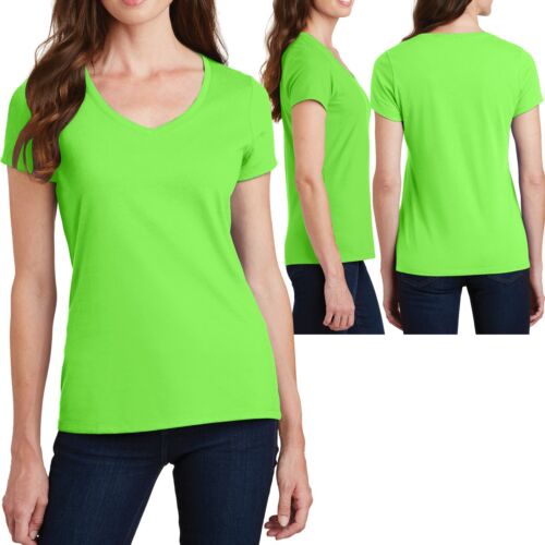Plus Size Ladies V-neck T-shirt Soft Ring Spun Cotton Womens Tee Top Xl 2x 3x 4x