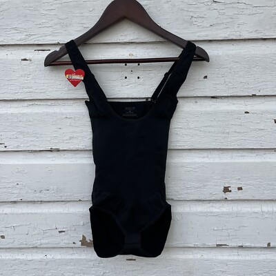 Assets by SPANX Womens Remarkable Results Open-Bust Brief Bodysuit, Black- Small