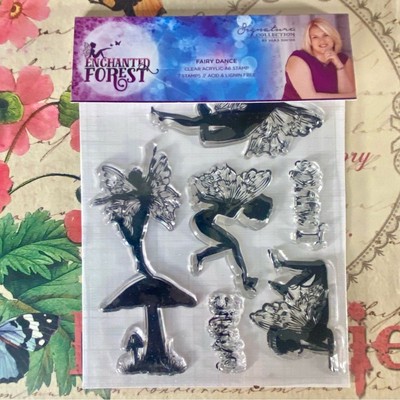 Crafter's Companion Clear Acrylic Stamps NWOT Enchanted Forest Fairy Dance 7pc