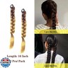 2 Packs 16 Inch Ombre Brown Long Braid Ponytail Extension for Black Women with Tie Straight Braid Extensions Can be Restyle Soft Synthetic Piece for Women