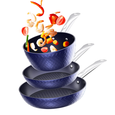 , 1x Saucepan Set Ceramic Coated Blue 3d Diamond Ships Us 5-9 Days