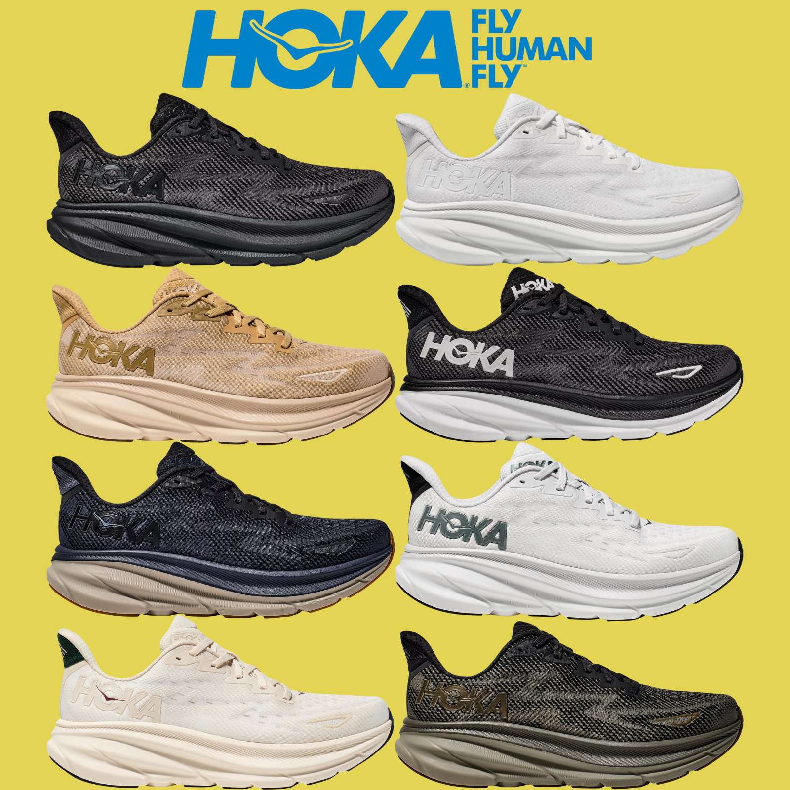 СОВЕРШЕННО НОВЫЕ мужские кроссовки Hoka ONE ONE CLIFTON 9 ВСЕХ ЦВЕТОВ, американские размеры 7-14