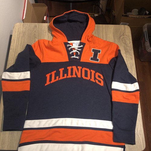 トップス CHAMPION ILLINOIS ATHLETIC ASSOCIATION M Illinois Illini Champion Lace Up Hoodie Sweatshirt X-Small