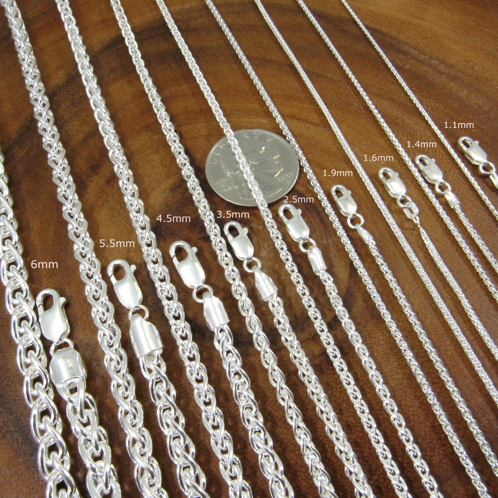 Solid 925 Sterling Silver Braided Wheat Chain Italian Spiga Necklace / Bracelet