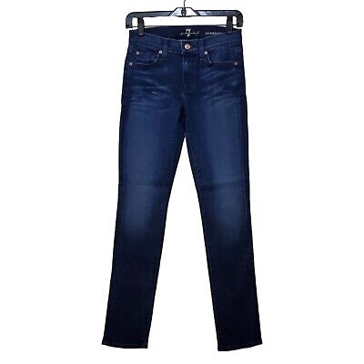NWOT 7 For All Mankind Roxanne Skinny Jeans Women's Sz 24 Low Rise Dark Wash