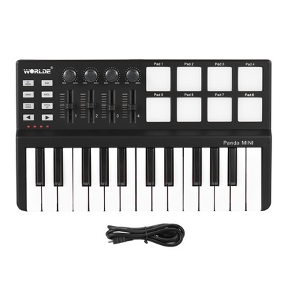 WORLDE Panda mini Portable 25-Key USB Keyboard and Drum Pad MIDI Controller D4P8