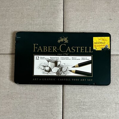 Vintage 1993 Faber Castell 9000 Art & Graphic Set Of 12 Pencils Art Set Tin