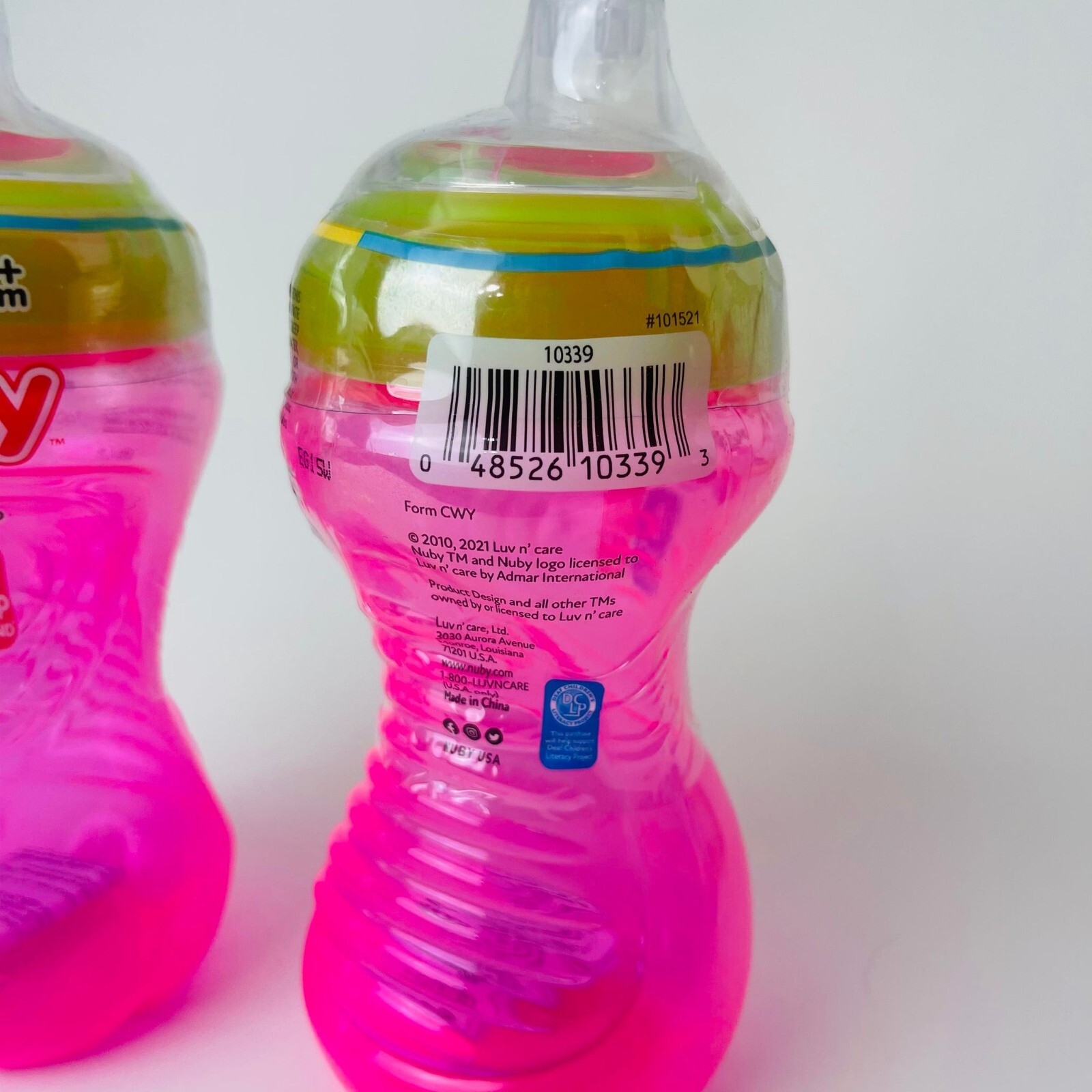 2x Nuby Trainer Sippy Cup Easy Grip No Spill Soft Flex Spout, 10oz 300ml - Pink