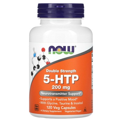 Now Foods 5-HTP Double Strength 200 мг 120 растительных капсул с гарантией качества GMP,