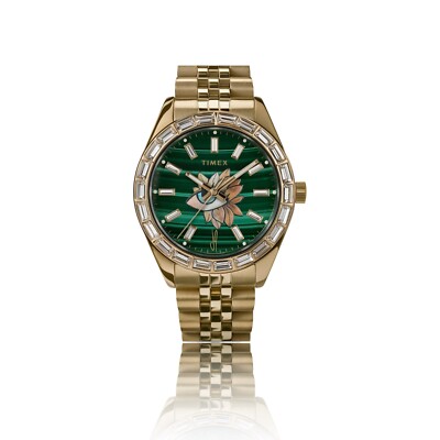 Timex X Jacquie Aiche Legacy Malachite Tribe Eye Flower Watch 36mm
