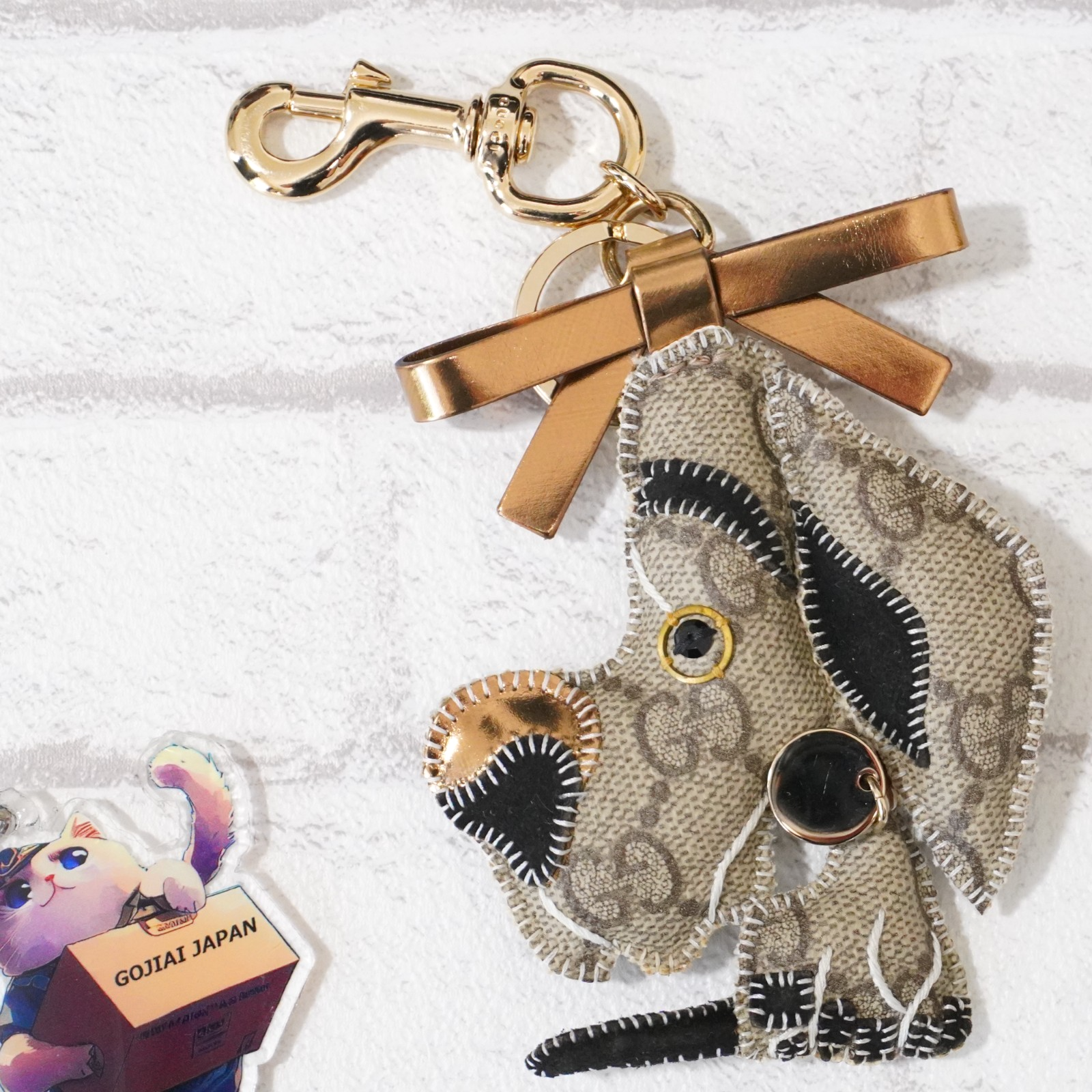 Gucci GG supreme Bag Charm Key Ring Keychain Great Dane Dog w