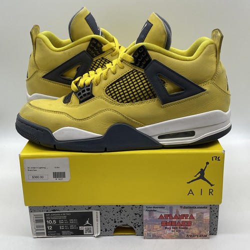 Size 10.5 - Jordan 4 Retro Mid Lightning Yellow Grey Suede Size 10.5 - Jordan 4 Retro Mid Lightning Yellow Grey Suede