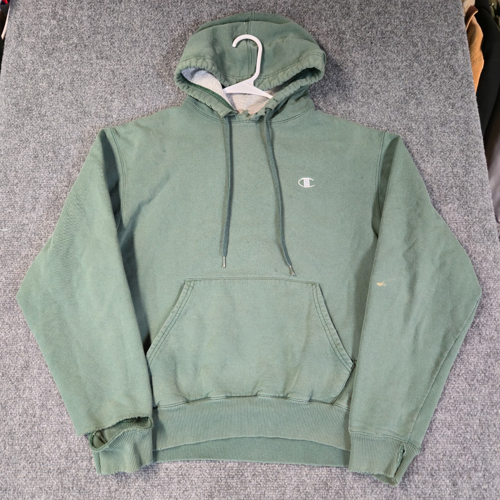 Champion Hoodie Sweatshirt Men's Medium Green Drawstring