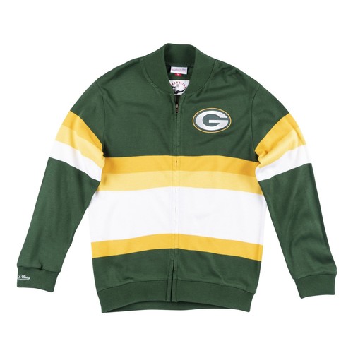 Мужской свитер Mitchell & Ness NFL с полосой спереди и полной молнией Green Bay Packers