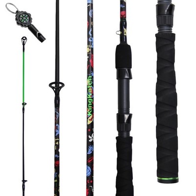 Buy KingKatch 6’0” Spinning & Casting Fishing Rod, Black Ocean Camo Straight Hand...