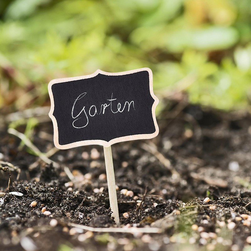10PCS Wooden Plant Name Sign Labels Small Blackboard Garden Greenhous Decoration