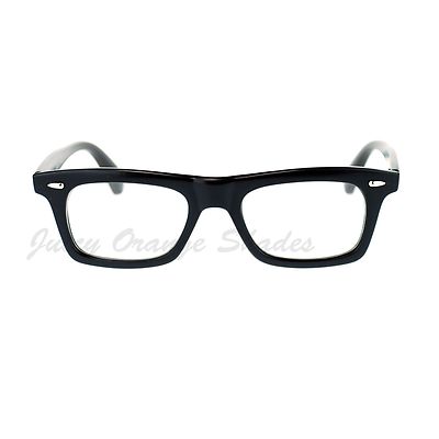 Black Rectangular Clear Lens Glasses Thick Horn Rim Frame Eyeglasses