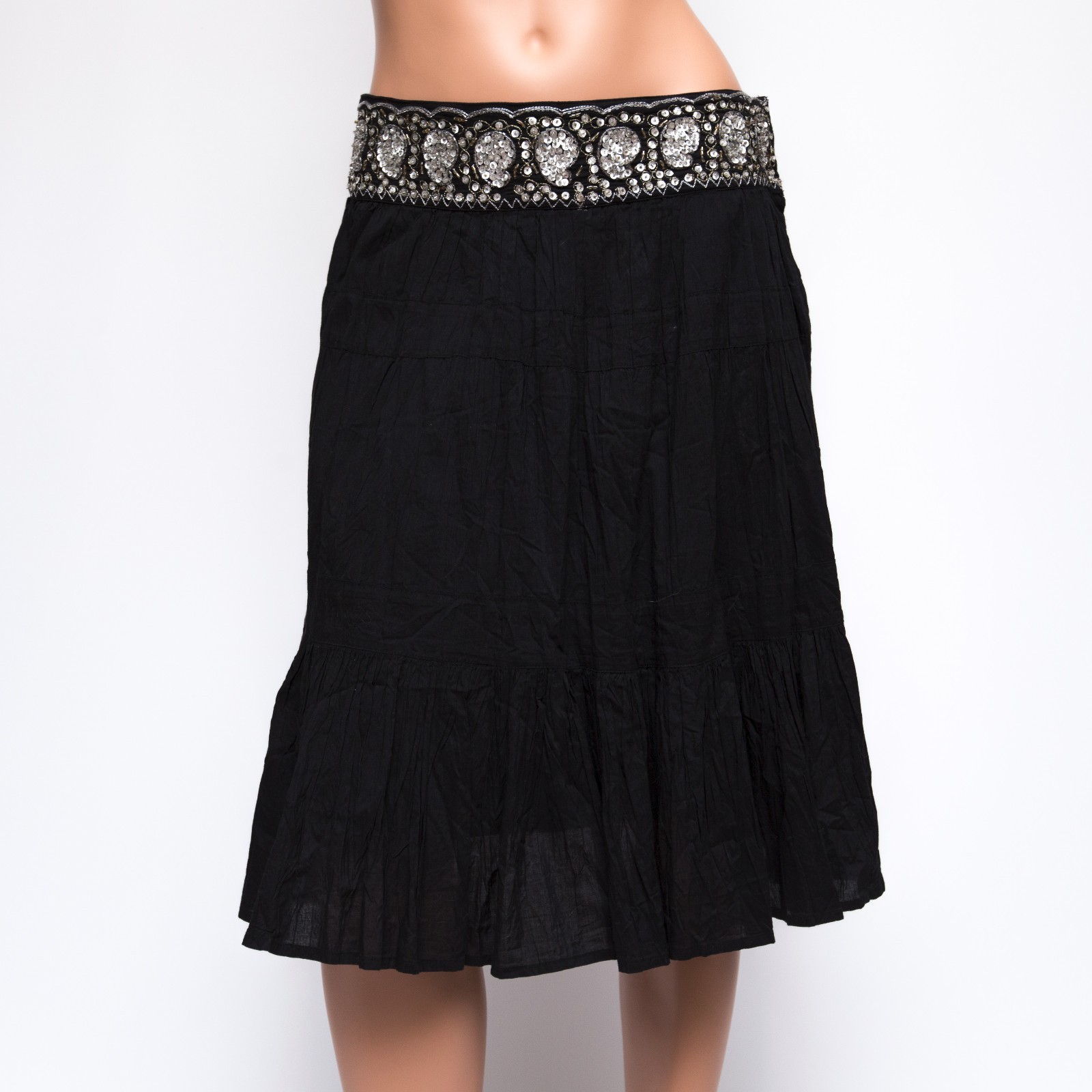 SALE!【BCBG MAXAZRIA】Draped Peasant Skirt Dress BCBGmaxaxria Black Sequined Peasant Skirt $150 XS | eBay