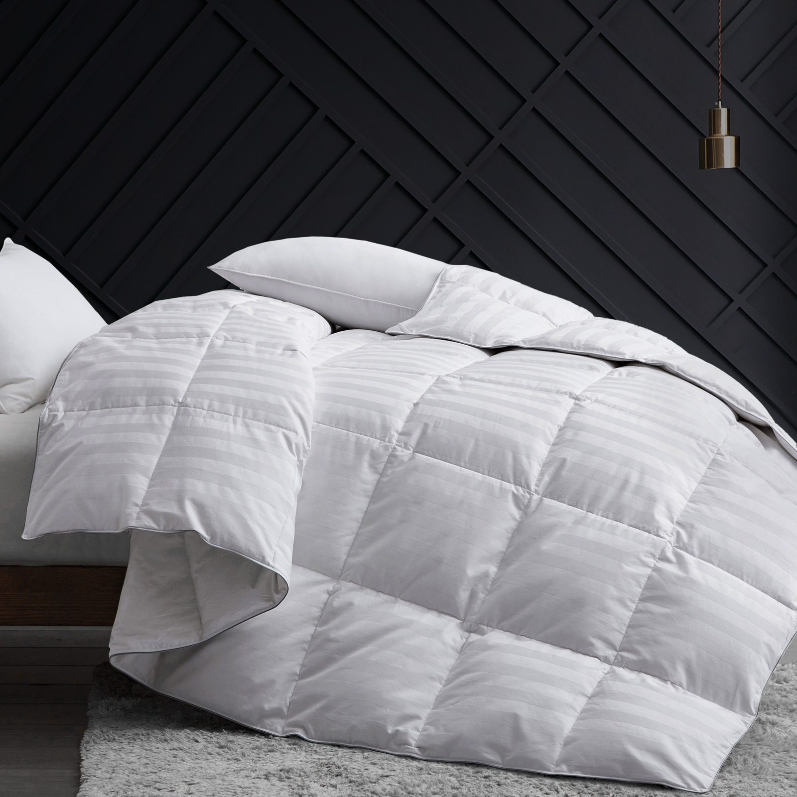 Peace Nest Down Feather Comforter 500TC  Cotton Cover Year Round, King or Queen