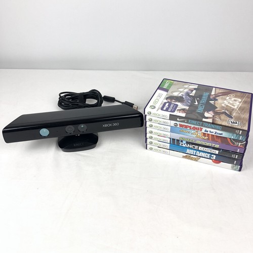 Xbox 360 Kinect Model 1414 + LOT of 7 Kinect Games Training