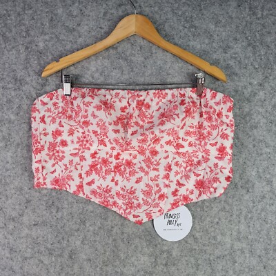 Princess Polly Top Womens 18 Red White Floral Corset Juliette Bustier Curve NEW