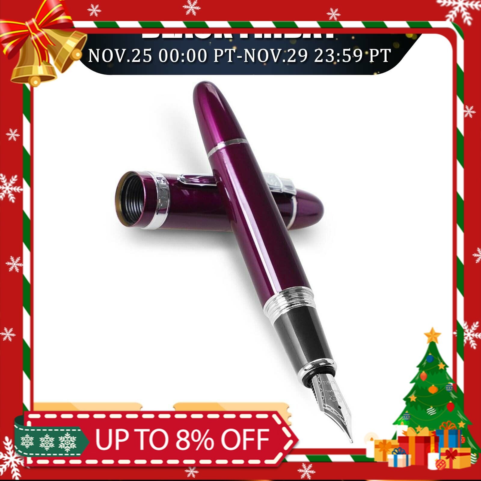 High Quality Jinhao 159 Fountain Pen Purple Silver Luxurious Writing Ink Pen