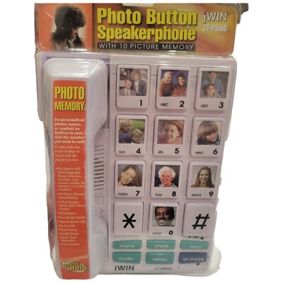 Vtg Big Button Landline Telephone jWIN JT-P550 Photo Button Phone Elderly NEW