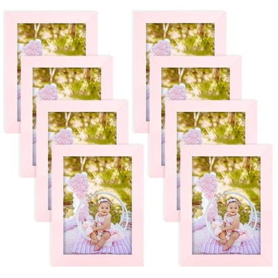 8 Pack 5x7 Pink Photo Picture Frame Wall Tabletop Plastic Front
