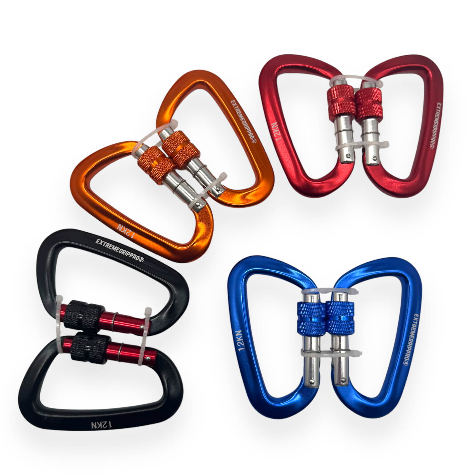 2pc 12KN Carabiner Clip Hook Heavy Duty Aluminum D-Ring Screw Lock Rock Climbing