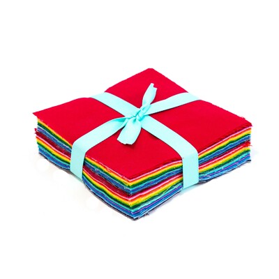 112 Rainbow Solid Assorted pre cut charm pack 5'' squares 100% cotton fabric 