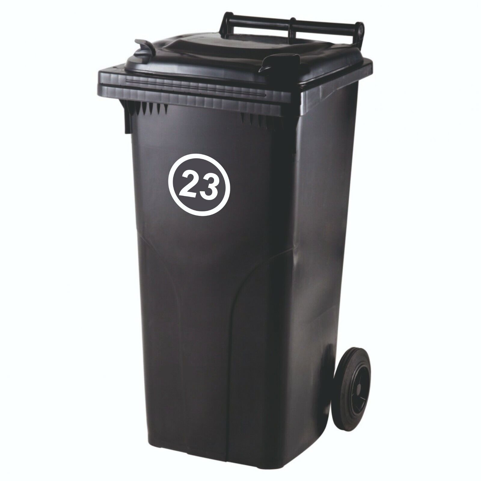  Mülltonne Aufkleber , Zahlen, Hausnummer, Durchmesser 10 cm  ,Weiß, Silber