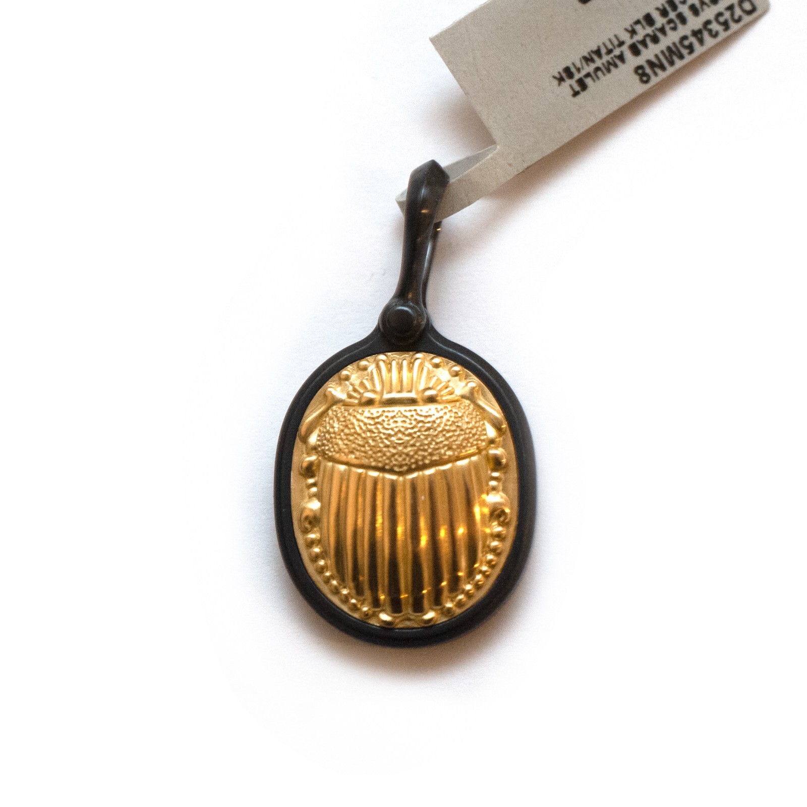 Pre-owned David Yurman Mens Petrvs Scarab Amulet Enhancer In Black Titanium & 18k Gold In Yellow