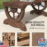Outsunny 2-Person Wooden Garden Bench, Outdoor Wagon Wheel Porch Bench for Backyard Garden, Support 550 LBS, Rustic Country Style Patio Furniture, Brown