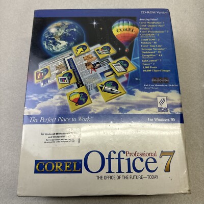 1996 VINTAGE Corel Office 7 Professional NEW IN BOX SEALED
