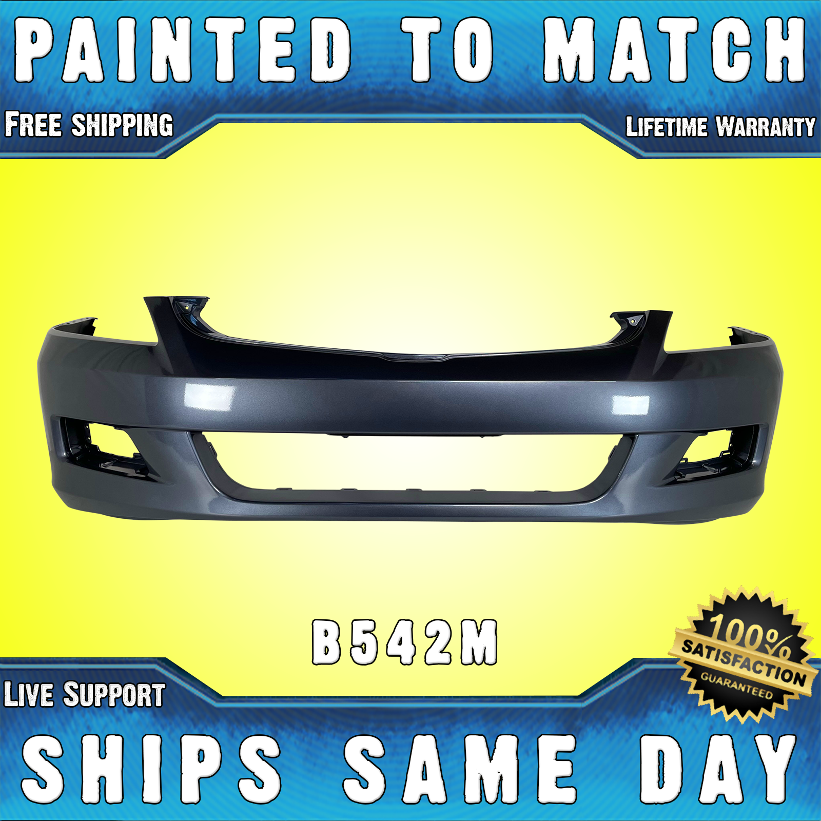 NEW *Painted B542M Blue Metallic* Front Bumper for 2006 2007 Honda