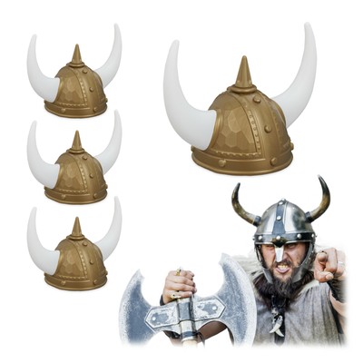 4 x viking helm - gallier helm - met horens - hoofddeksel carnaval – goudkleurig
