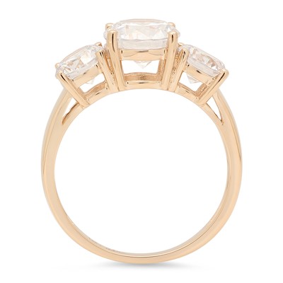 Pre-owned Pucci 3.25 Round Cut 3 Stone Moissanite Classic Bridal Statement Ring 14k Yellow Gold In White/colorless