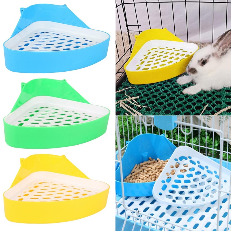 Triangle Potty Trainer Corner Toilet Rabbit Litter Box for Guinea Pig Bunny