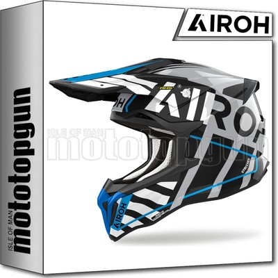 AIROH HELMET CROSS MOTORBIKE STB18 STRYCKER BRAVE BLUE GREY GLOSS SZ. XXL