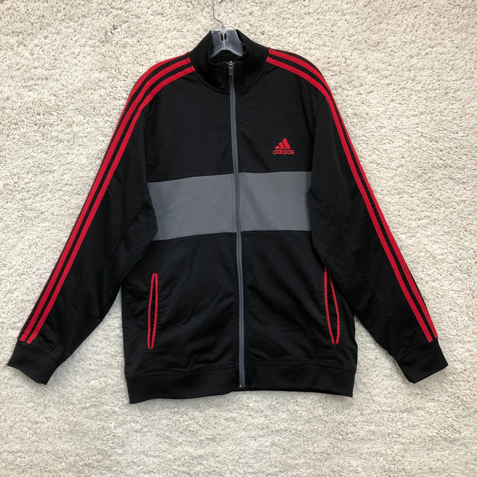 Adidas Track Jacket Extra Large Adult Black Colorblock Full Zip Pocket Womens XL