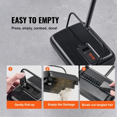 VEVOR Carpet Sweeper Floor Sweeper Manual 7.87 in Sweeping Paths Non Electric