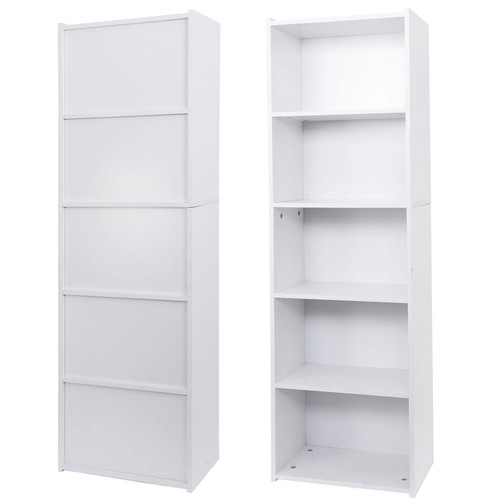 5-Tier Reversible White Open Shelf Bookcase  Bookcase Bookshelf Storage Home