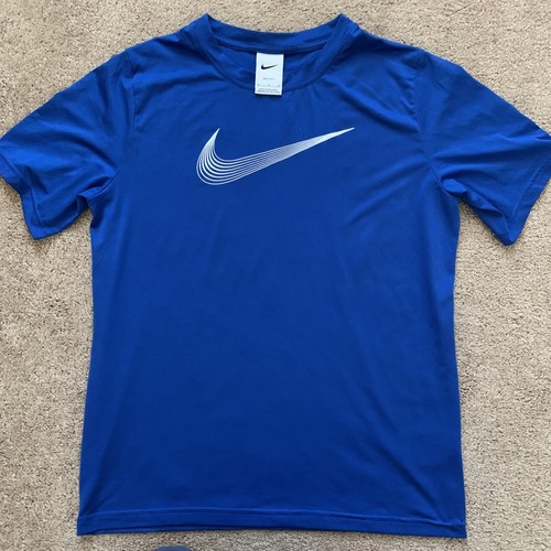 Nike Boys T-Shirt XL Blue Logo Swoosh Splatter Short Sleeve