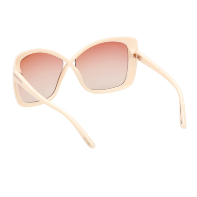 Pre-owned Tom Ford Sunglasses Women Ivory Gradient Rose Butterfly Ft0943 25t 63mm Jasmin In Brown