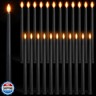 Macarrie 24 Packs Flameless Taper Candles Battery Operated Fake 11 Inch Long Candlelight LED Flameless Candlesticks Flickering Tapered for Christmas Church Prayer New Year Wedding(Black)