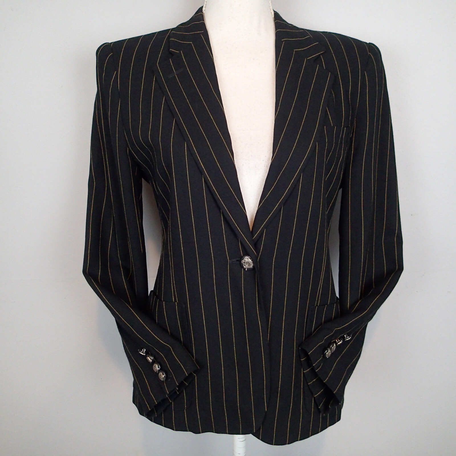 Ralph Lauren black,stripes, blazer,JACKET SZ 6p ,horse head