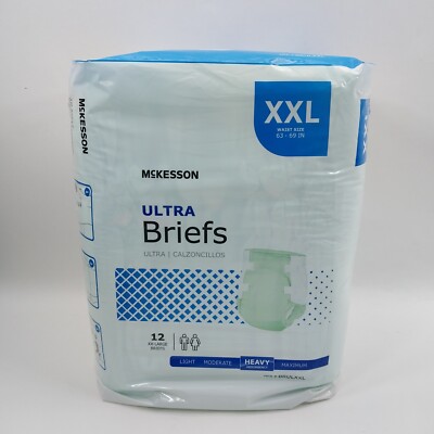 12 McKesson Ultra Heavy Absorbent Adult Disposable Brief Diapers XXL Tab Closure