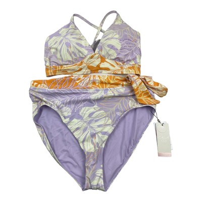 Calia By Carrie Underwood Bikini XXL Palms Lavender 2 Piece Side Tie Bottom