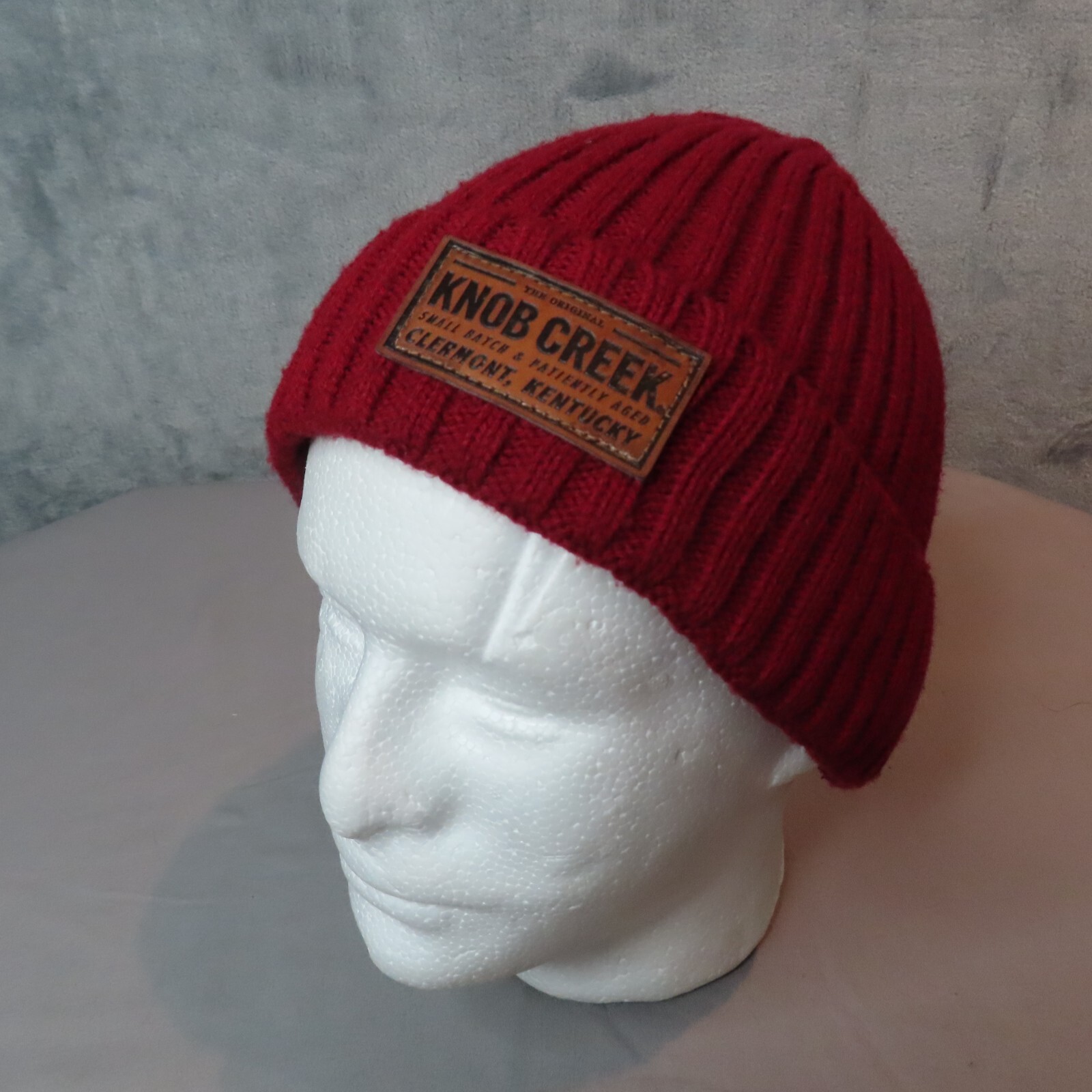 KNOB CREEK Beanie Hat Cap Red Knit Kentucky Cuffed Recycled