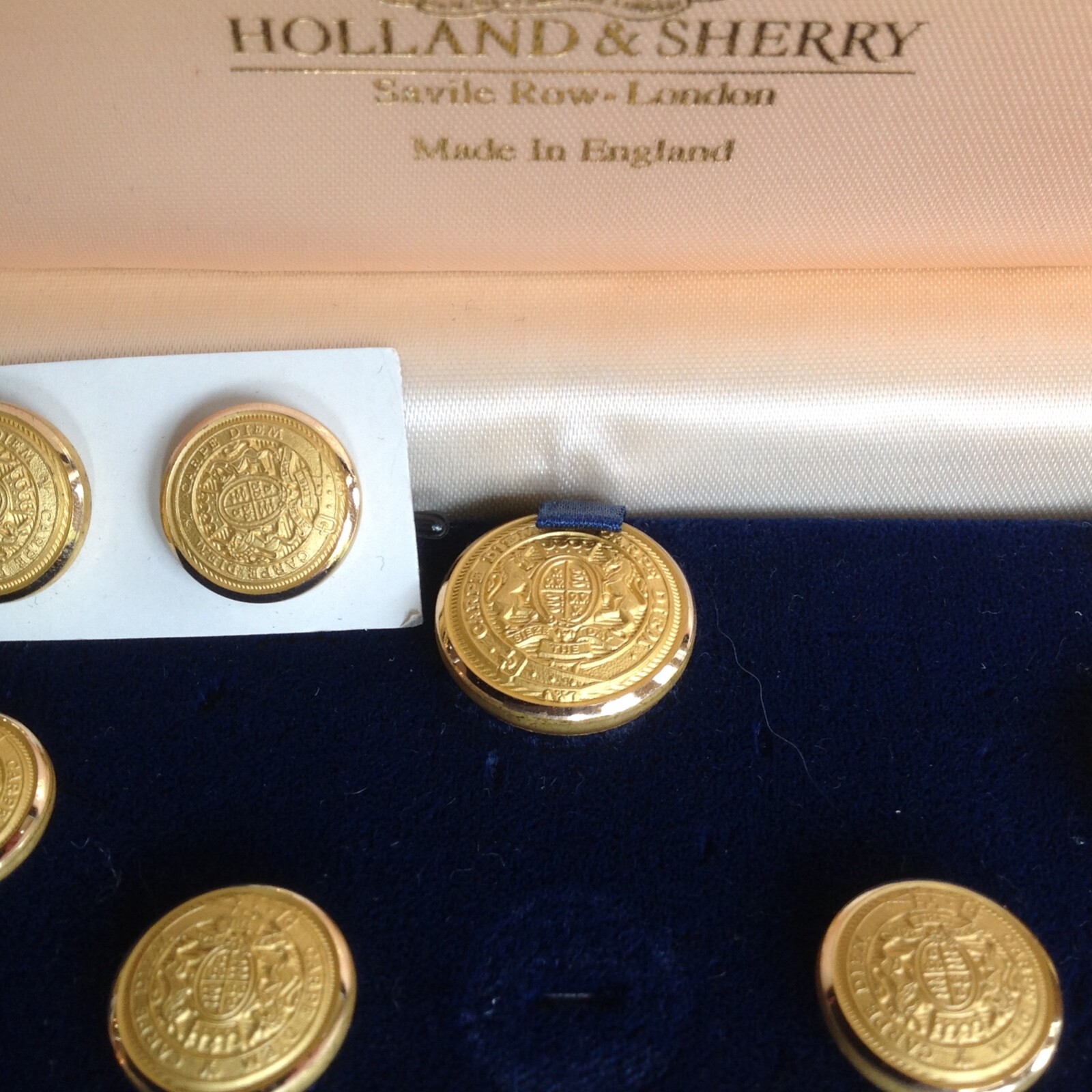 Holland & Sherry Carpe Diem Gilt Blazer Button Set of 11 Solid Brass England